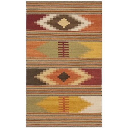Safavieh 3 x 5 ft. Small Rectangle Contemporary Kilim Red and amp; Multi Color Accent Rug NVK177A-3